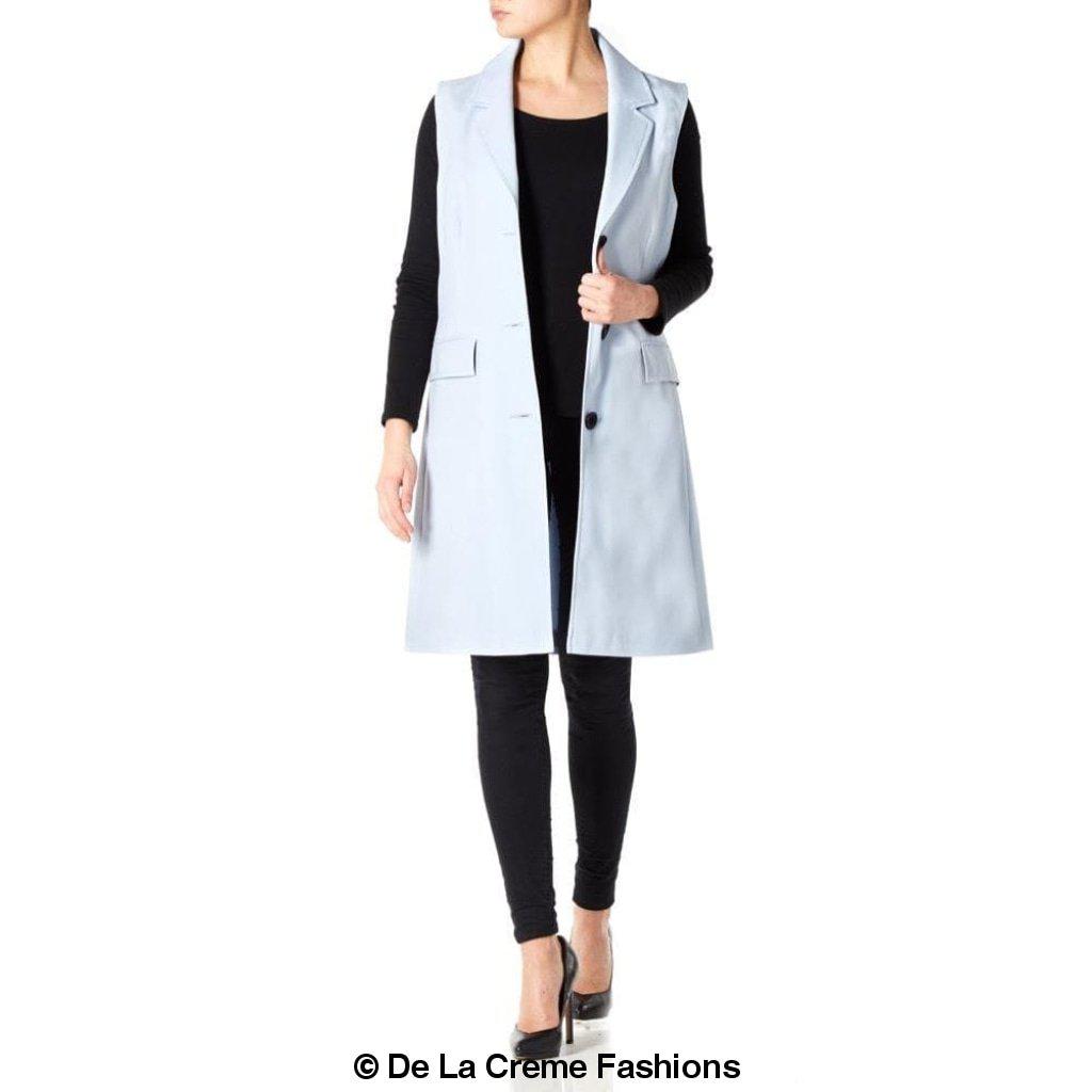 De La Creme - Womens Spring/Summer Sleeveless Hip Length Blazer Coat - Great Hall Collections House