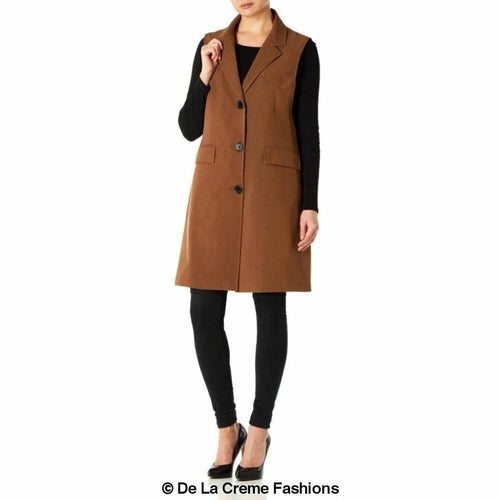 De La Creme - Womens Spring/Summer Sleeveless Hip Length Blazer Coat - Great Hall Collections House