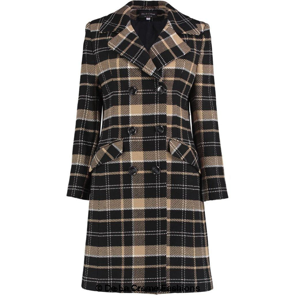 Wool Blend Tartan Check Double Breasted Coat made in uk - Great Hall Collections House