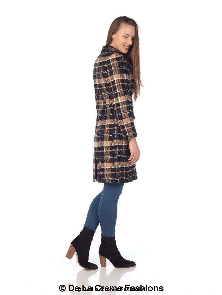 Wool Blend Tartan Check Double Breasted Coat made in uk - Great Hall Collections House