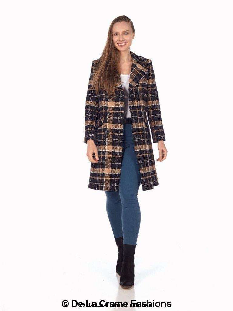 Wool Blend Tartan Check Double Breasted Coat made in uk - Great Hall Collections House