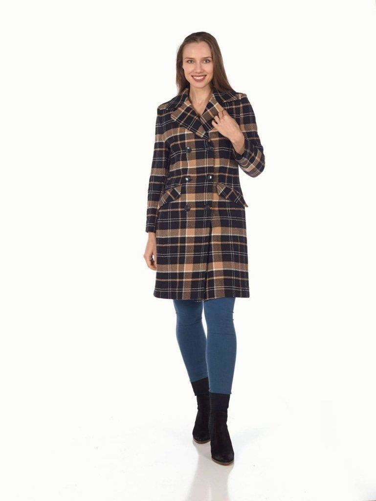 Wool Blend Tartan Check Double Breasted Coat made in uk - Great Hall Collections House