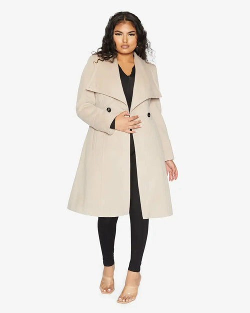 Waterfall Lapel Double Breasted Duster Coat - Great Hall Collections House