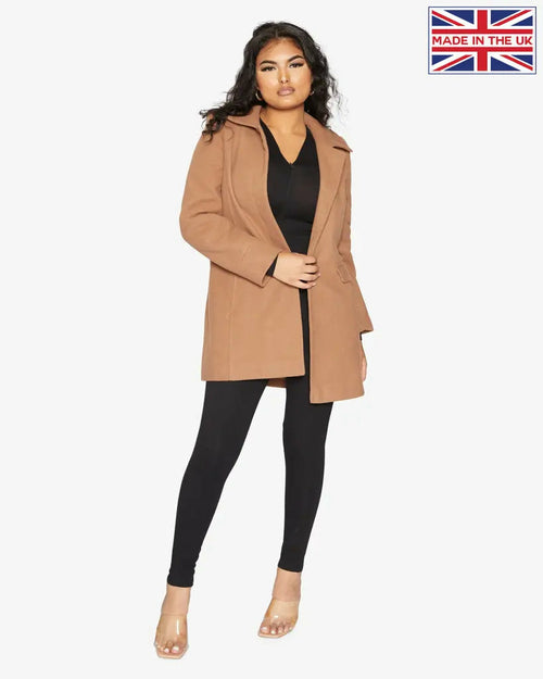 De La Creme Womens Wool Blend Hip Length Covert Coat - Great Hall Collections House
