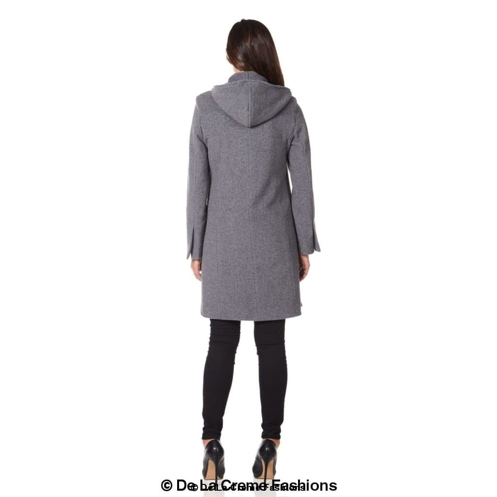De La Creme - Women's Wool Blend Hooded Zip Coat - Great Hall Collections House