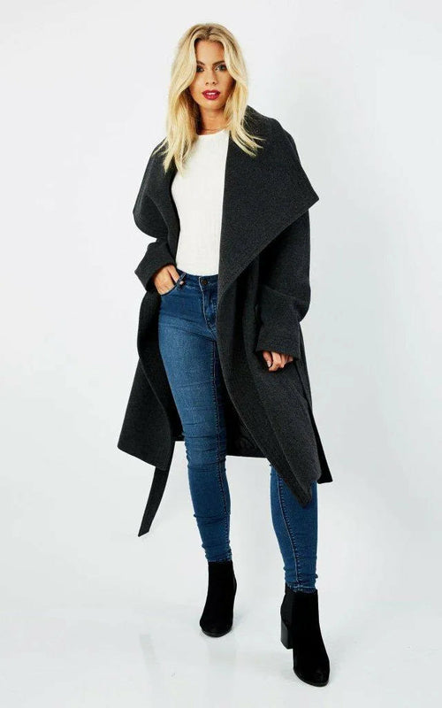 Wool Blend Large Lapel Duster Coat - Great Hall Collections House