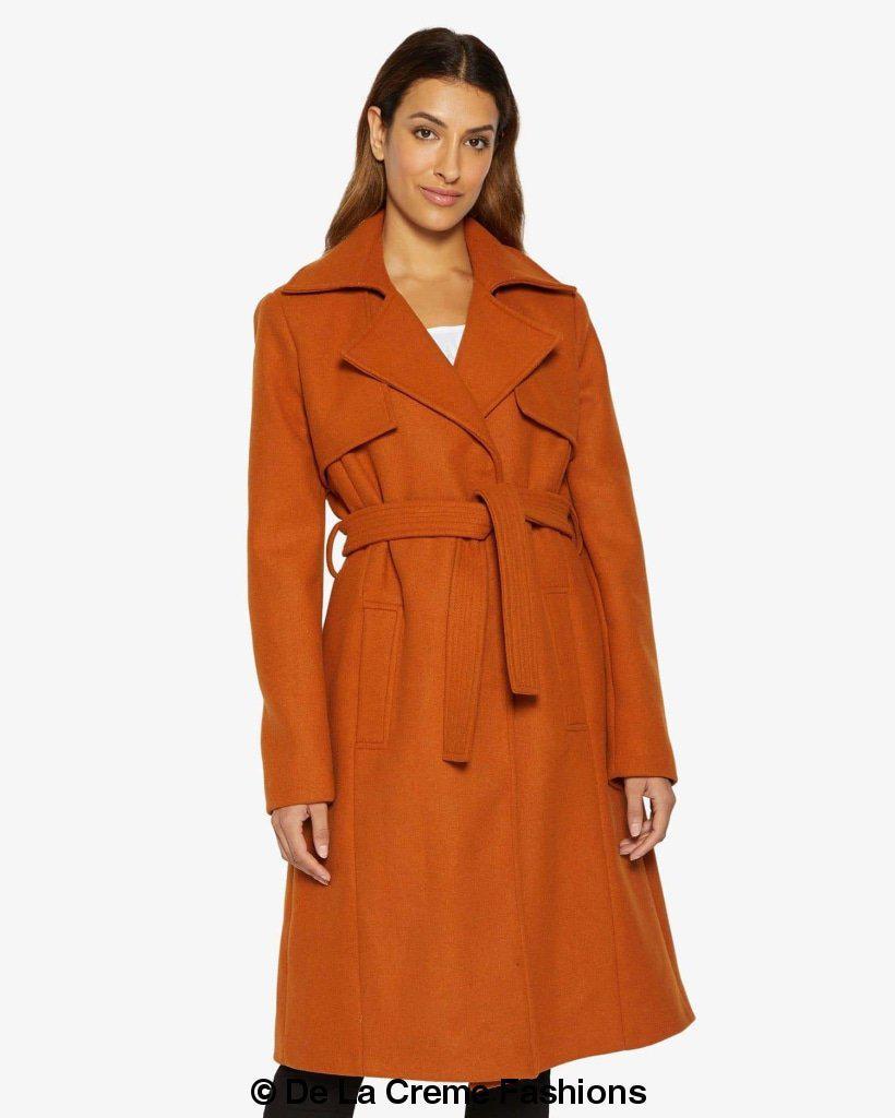 Dina Lapel Collar Duster Coat With Belt made in uk - Great Hall Collections House
