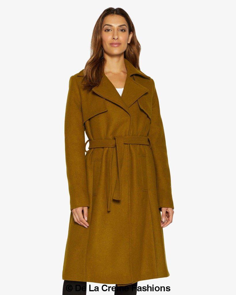 Dina Lapel Collar Duster Coat With Belt made in uk - Great Hall Collections House