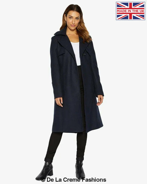 Dina Lapel Collar Duster Coat With Belt made in uk - Great Hall Collections House