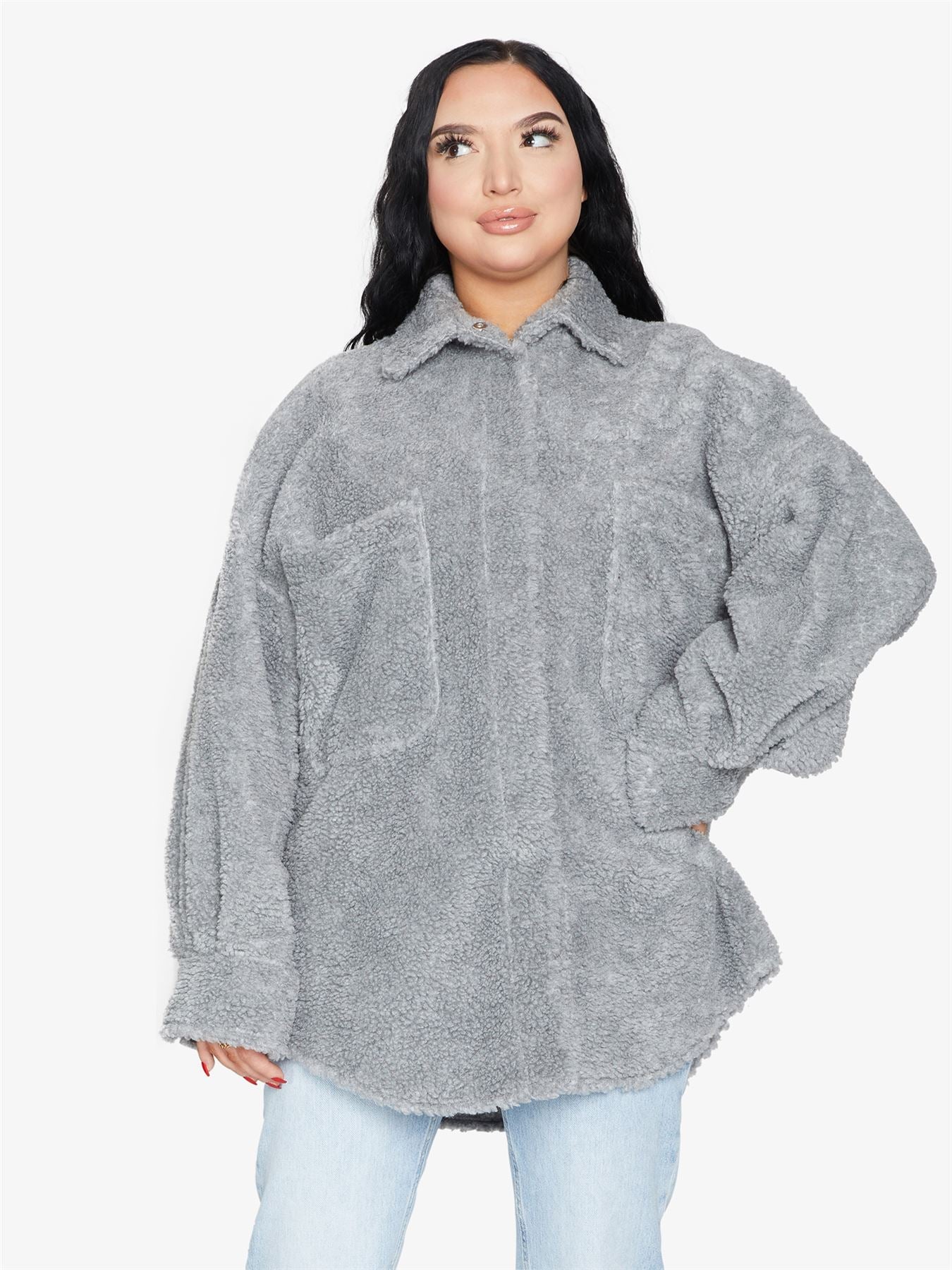 Oversized Patch Pocket Borg Teddy jacket made in uk - Great Hall Collections House