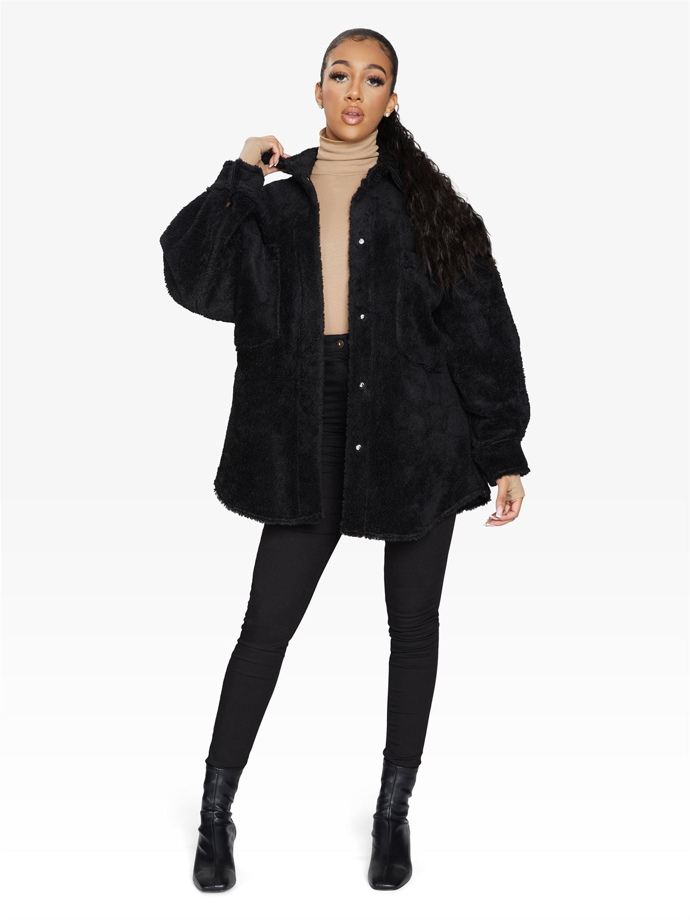 Oversized Patch Pocket Borg Teddy jacket made in uk - Great Hall Collections House