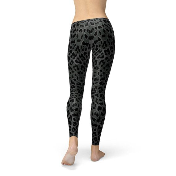 Womens Black Leopard Spots Leggings - Great Hall Collections House