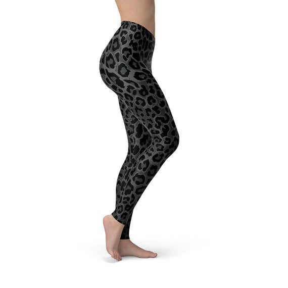 Womens Black Leopard Spots Leggings - Great Hall Collections House