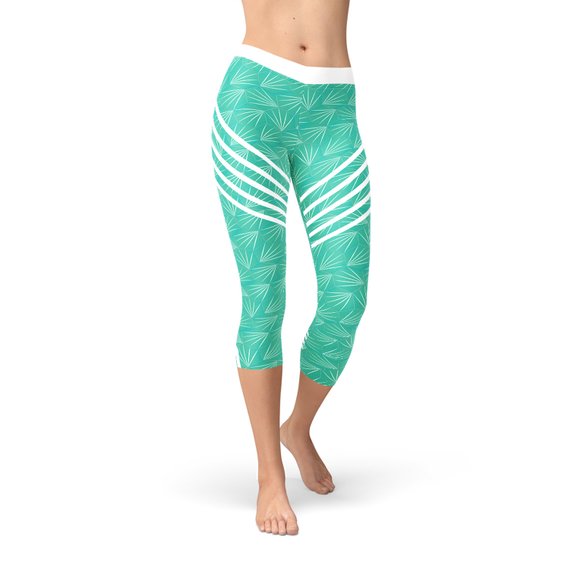 Turquoise Sports Capri Leggings - Great Hall Collections House