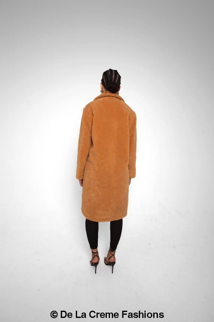 Jackie Double Breasted Borg Teddy Midi Coat - Great Hall Collections House