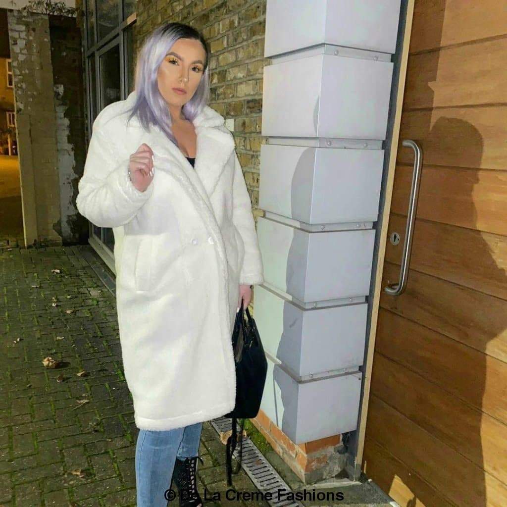 Jackie Double Breasted Borg Teddy Midi Coat - Great Hall Collections House