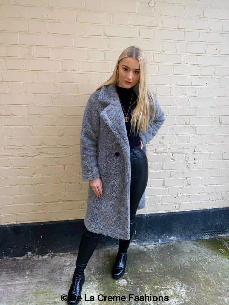 Jackie Double Breasted Borg Teddy Midi Coat - Great Hall Collections House