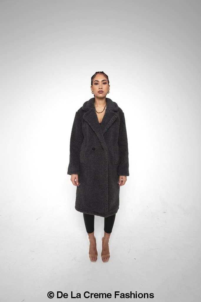 Jackie Double Breasted Borg Teddy Midi Coat - Great Hall Collections House