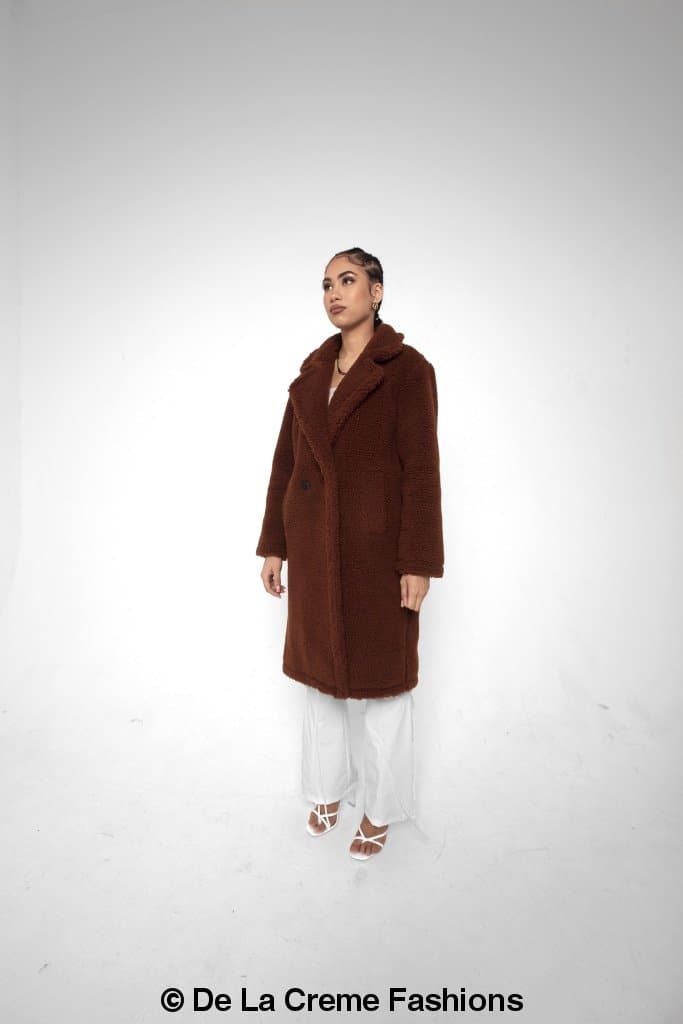 Jackie Double Breasted Borg Teddy Midi Coat - Great Hall Collections House