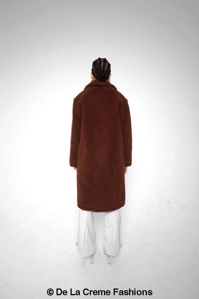 Jackie Double Breasted Borg Teddy Midi Coat - Great Hall Collections House