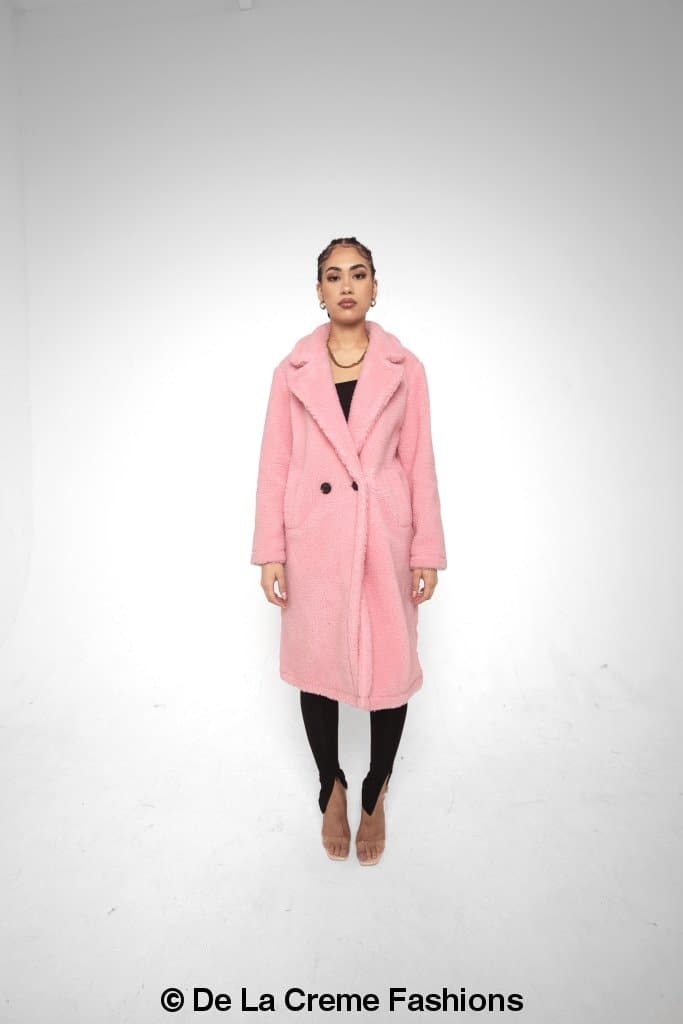 Jackie Double Breasted Borg Teddy Midi Coat - Great Hall Collections House