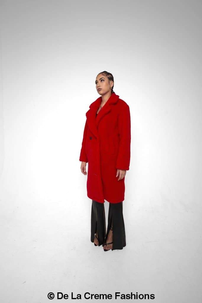 Jackie Double Breasted Borg Teddy Midi Coat - Great Hall Collections House
