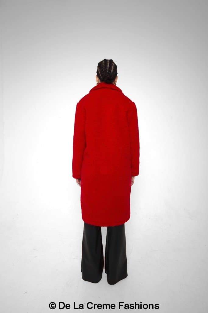 Jackie Double Breasted Borg Teddy Midi Coat - Great Hall Collections House