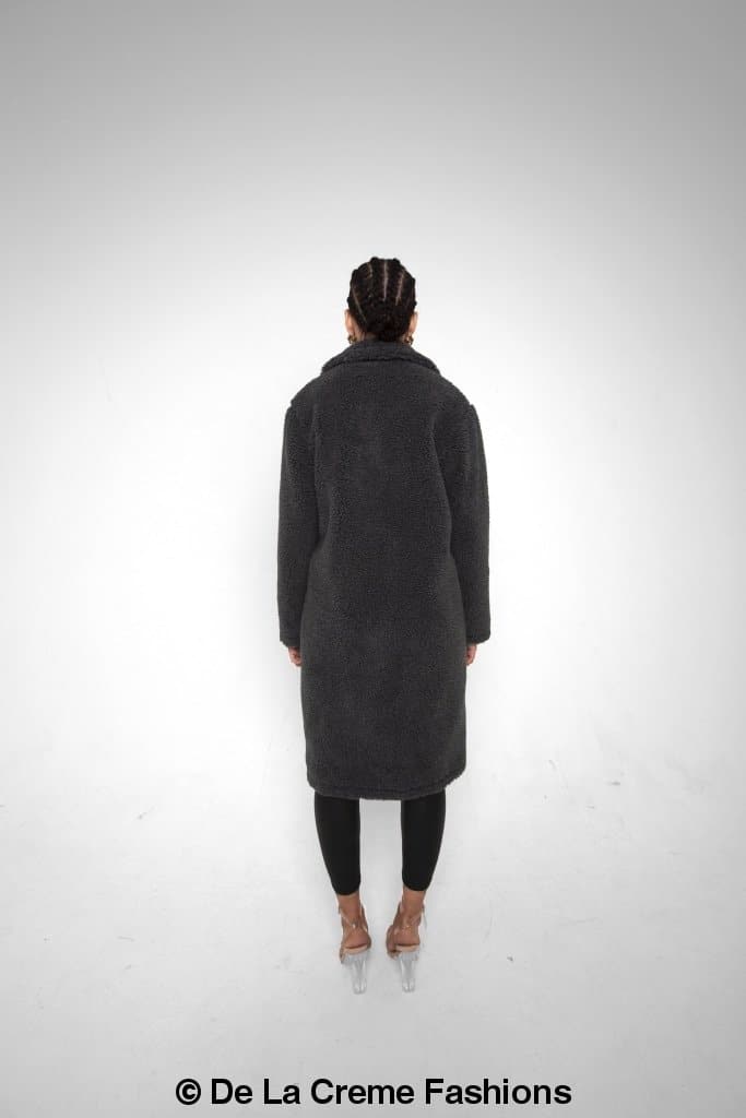 Jackie Double Breasted Borg Teddy Midi Coat - Great Hall Collections House