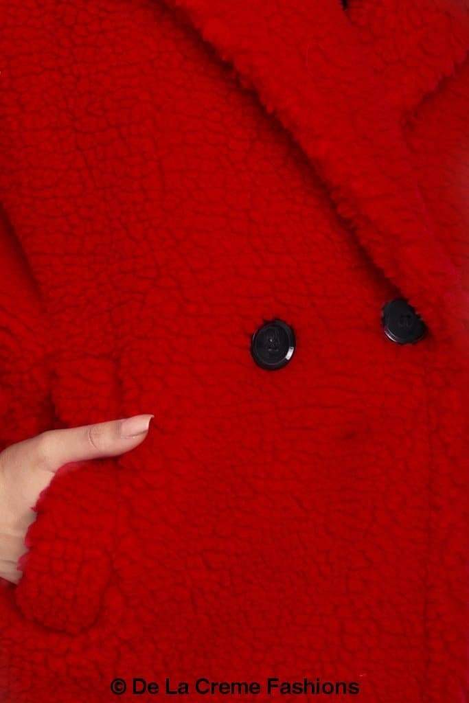 Jackie Double Breasted Borg Teddy Midi Coat - Great Hall Collections House