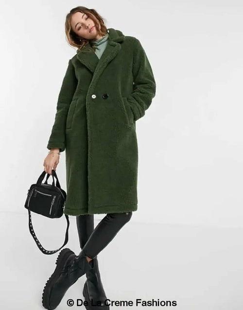 Jackie Double Breasted Borg Teddy Midi Coat - Great Hall Collections House