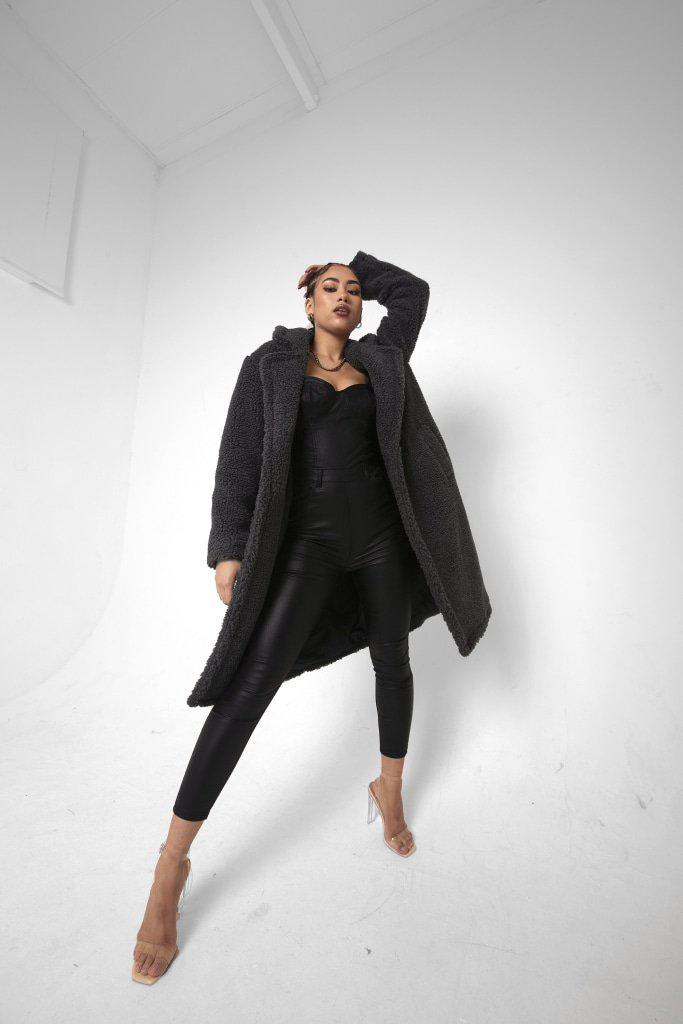 Jackie Double Breasted Borg Teddy Midi Coat - Great Hall Collections House