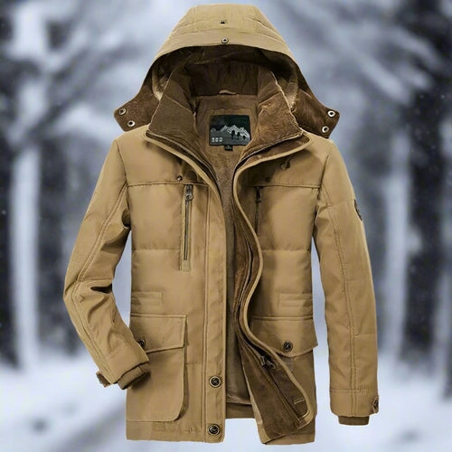 Mens Hooded Winter Parka Coat with Inner Fleece - Great Hall Collections House