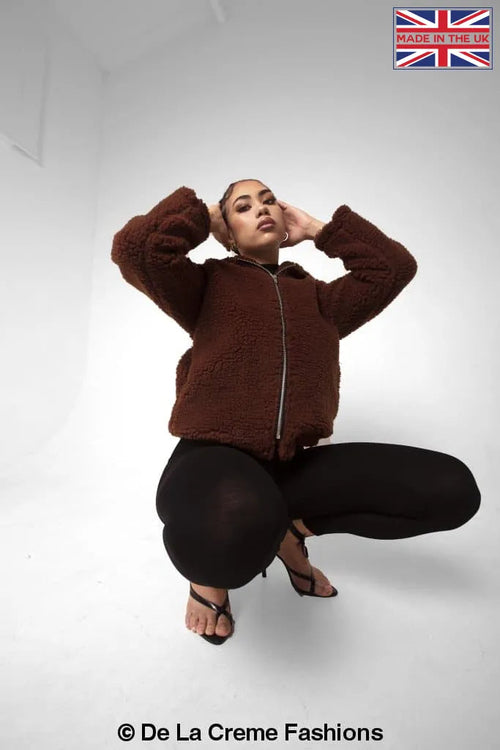 Lauren Zip Up Hooded Borg Teddy Jacket MADE IN UK - Great Hall Collections House