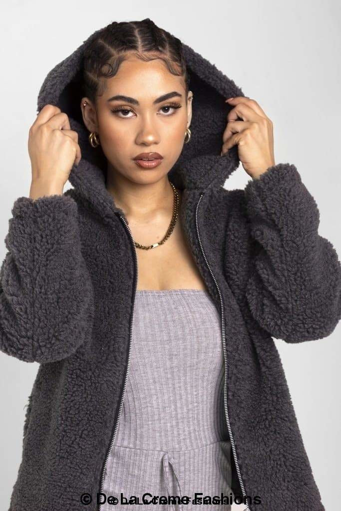 Lauren Zip Up Hooded Borg Teddy Jacket MADE IN UK - Great Hall Collections House