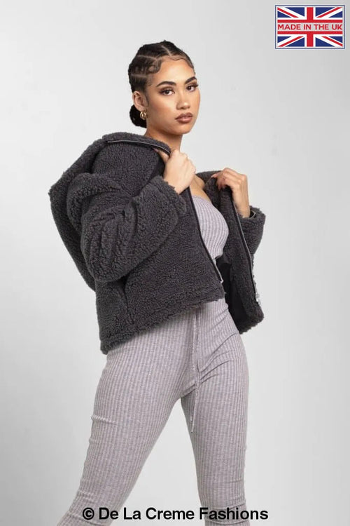 Lauren Zip Up Hooded Borg Teddy Jacket MADE IN UK - Great Hall Collections House