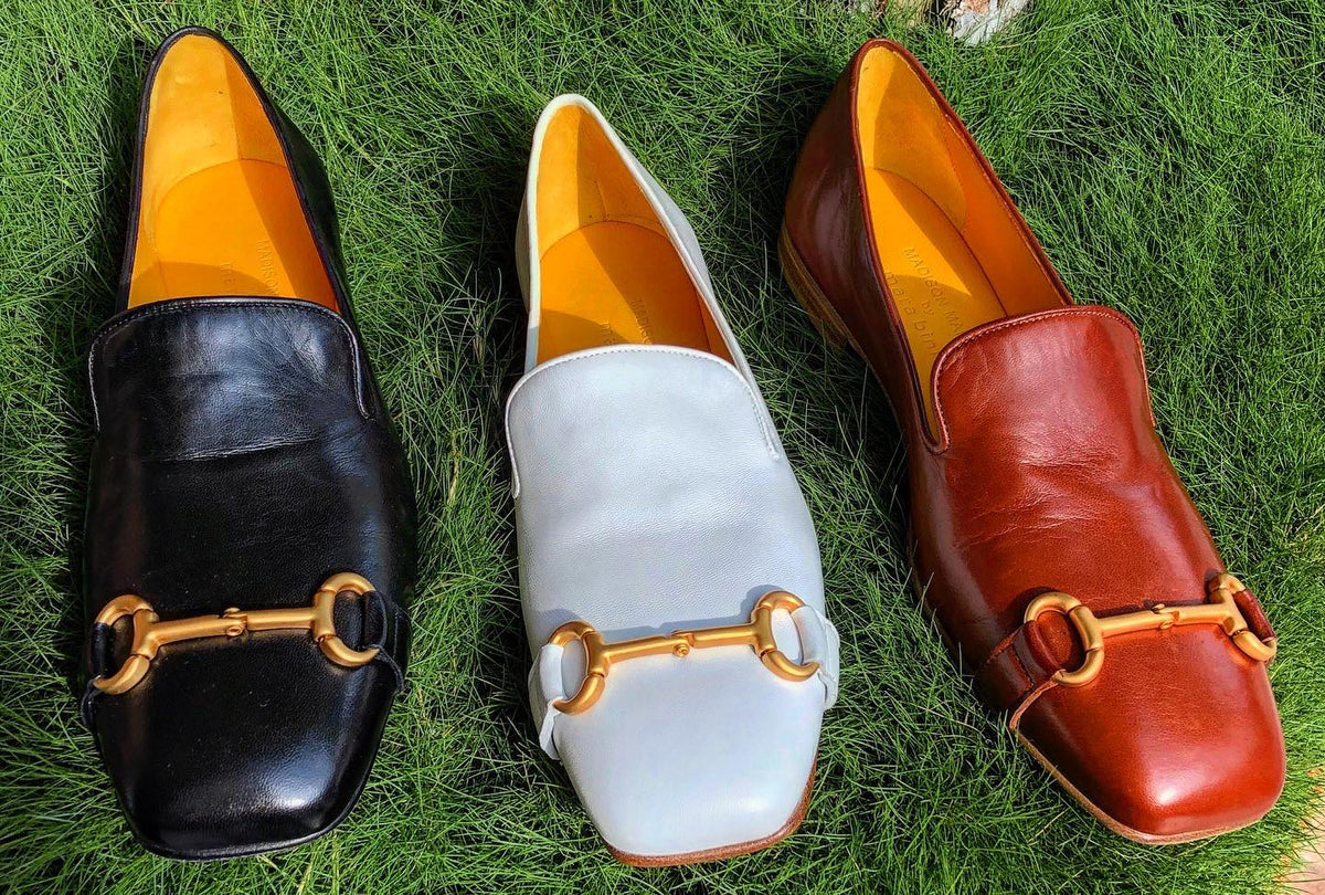 Gold Leather  Square Toe Loafer