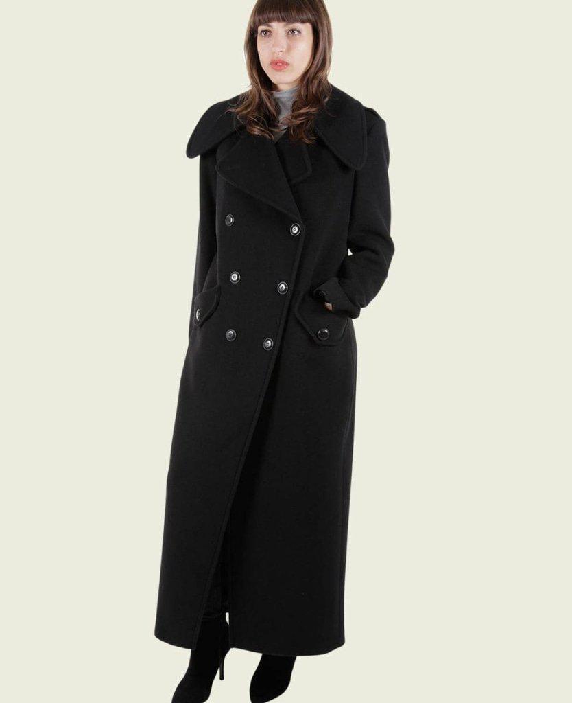 MARQUETTA - Womens Double Breasted Wool & Cashmere Blend Long Coat - Great Hall Collections House
