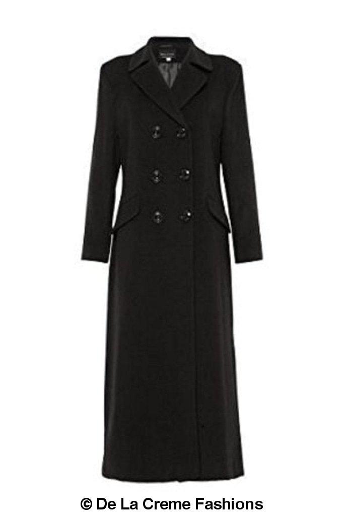 Wool Blend Double Breasted Long Coat - Great Hall Collections House