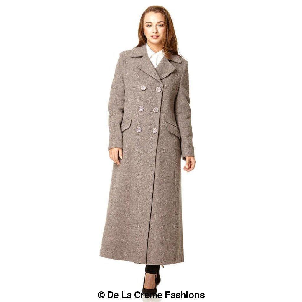 Wool Blend Double Breasted Long Coat - Great Hall Collections House