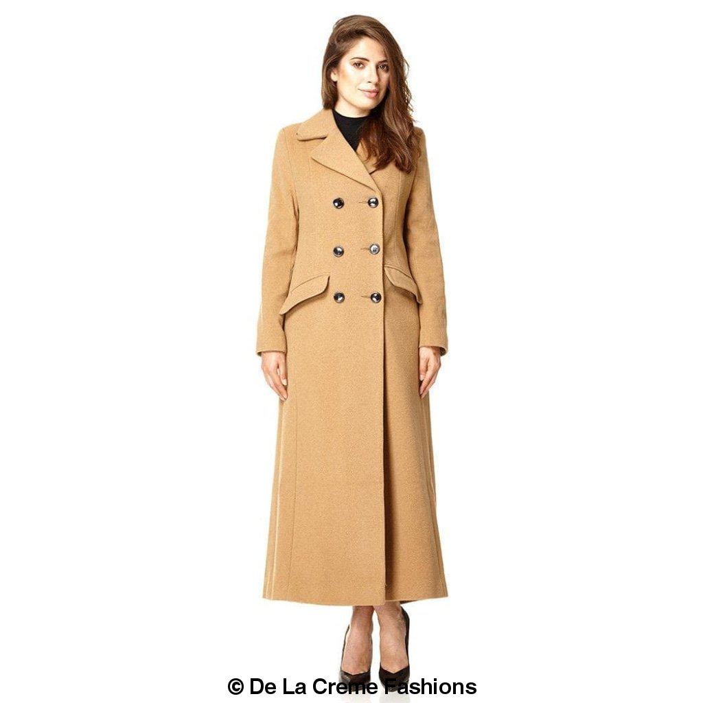 Wool Blend Double Breasted Long Coat - Great Hall Collections House