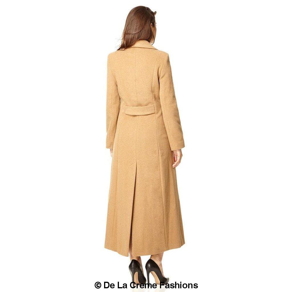 Wool Blend Double Breasted Long Coat - Great Hall Collections House