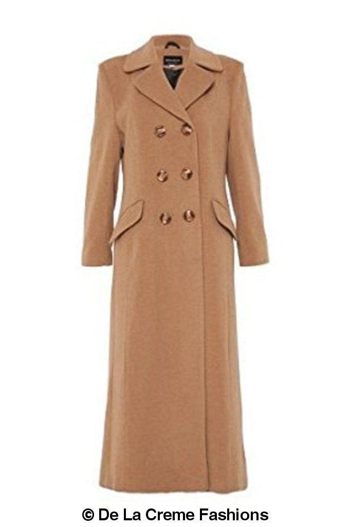 Wool Blend Double Breasted Long Coat - Great Hall Collections House