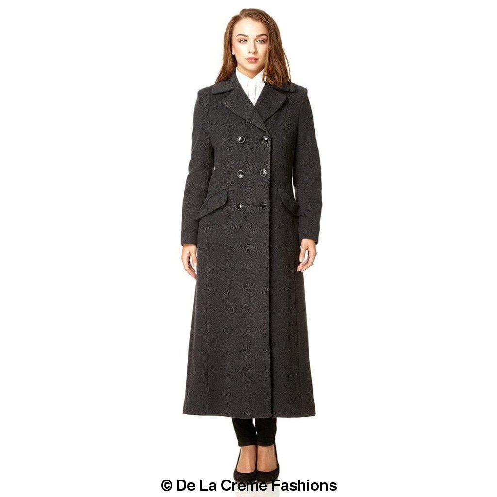 Wool Blend Double Breasted Long Coat - Great Hall Collections House
