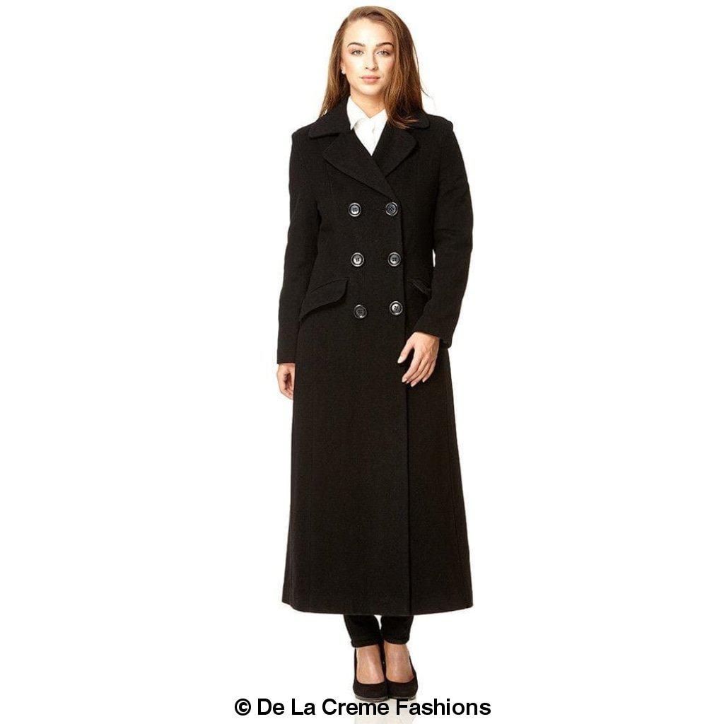 Wool Blend Double Breasted Long Coat - Great Hall Collections House