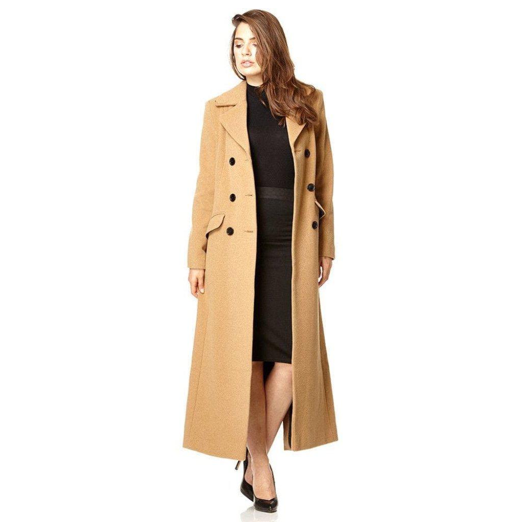 Wool Blend Double Breasted Long Coat - Great Hall Collections House