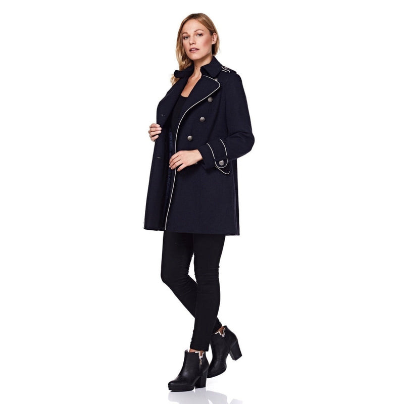 De La Crème - Women's Military Coat with Contrast Buttons