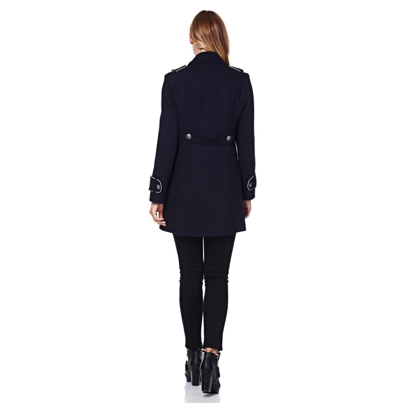De La Crème - Women's Military Coat with Contrast Buttons