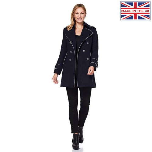 Military Coat with Contrast Buttons (C10215) - Great Hall Collections House
