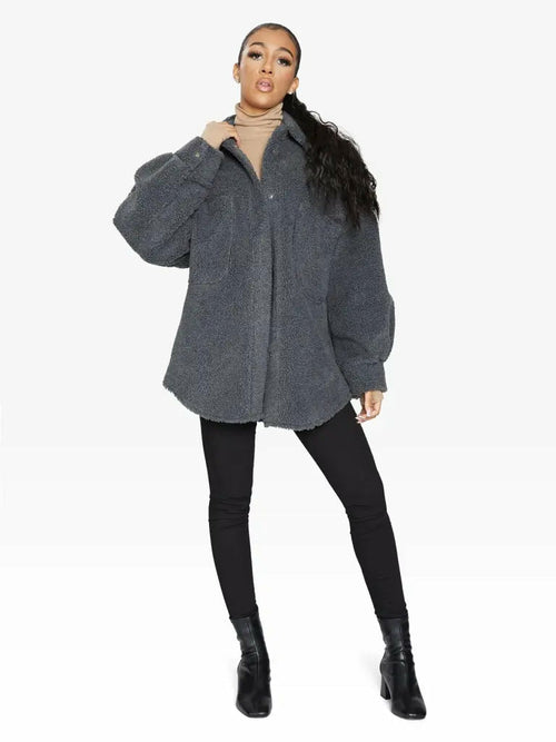 Oversized Patch Pocket Borg Teddy jacket made in uk