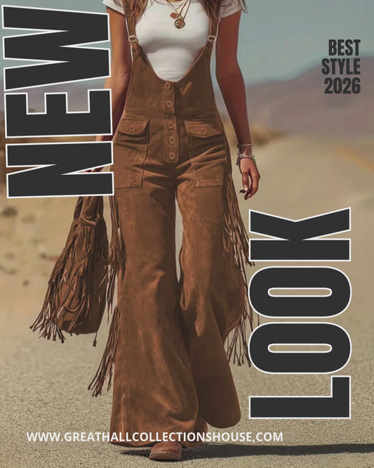 Fringe Corduroy Button Front Overalls